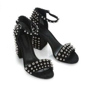 Alexander Wang Abby Studded Tilt-heel City Sandal, Clay In Black